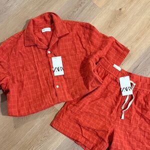 *Brand New* Zara Vibrant Orange Shirt and Shorts Ensemble XL.